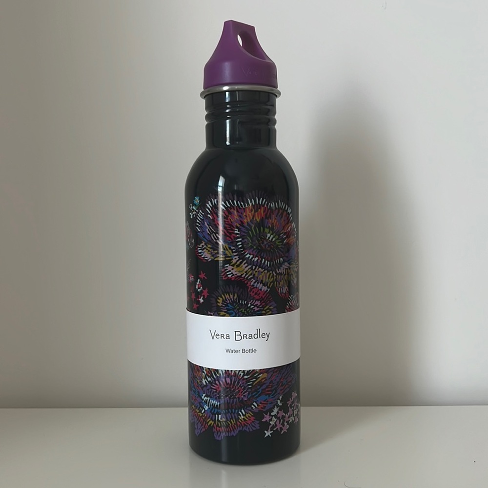 NWT Vera Bradley Midnight Wildflowers 25 oz stainless steel water bottle